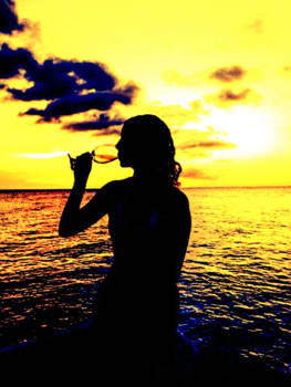 Curaçao - Silhouette wine drinking