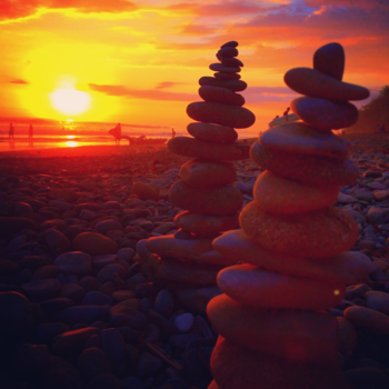 Costa Rica - Dominical... torentjes bouwen van stenen tijdens sunset. Zennnnn....