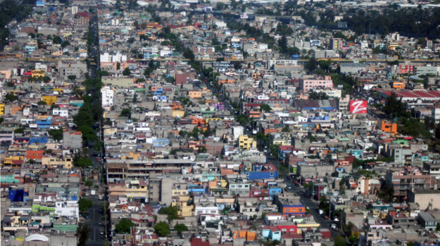 Mexico-Stad - Mexico stad vanuit het vliegtuig